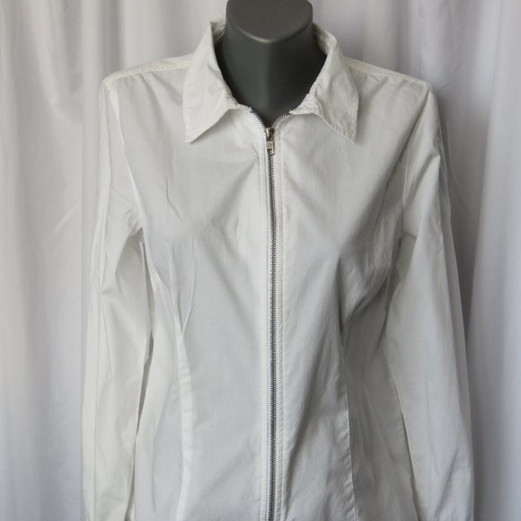 Michael Michael Kors Zip Front White Blouse - Picture 1 of 10